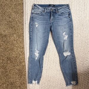 Silver Jeans Women's Light Blue Distressed Skinny Jeans